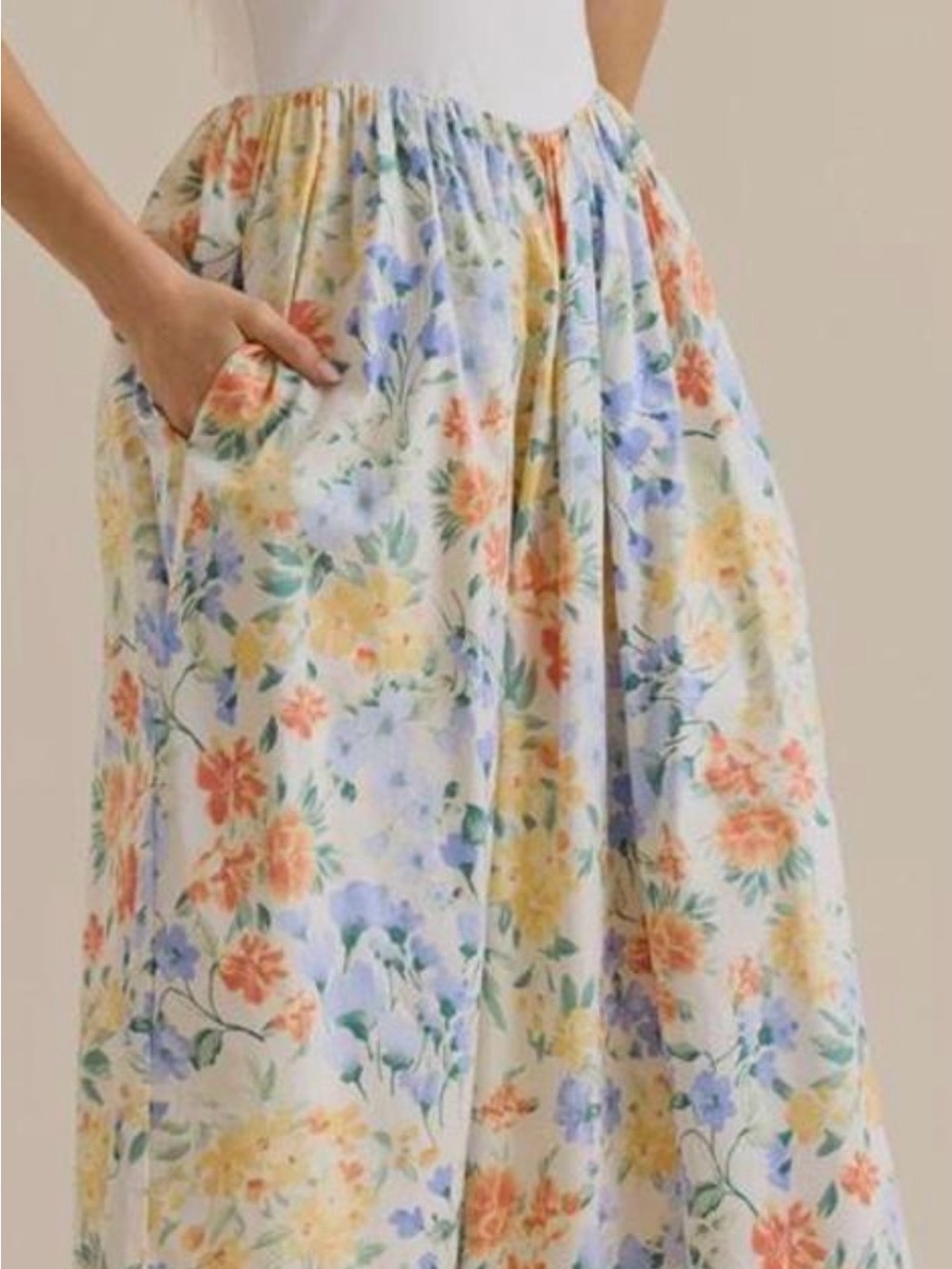 Altar'd State Pastel Floral Maxi Skirt in Blue, Yellow & Coral